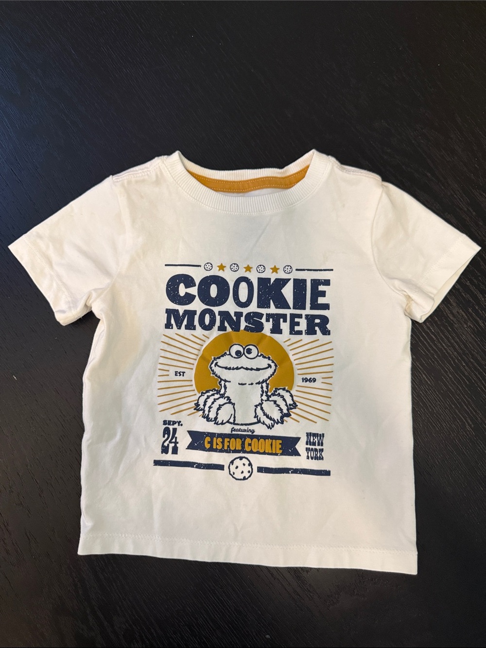 Sesame Street Cookie Monster Tee - White & Mustard